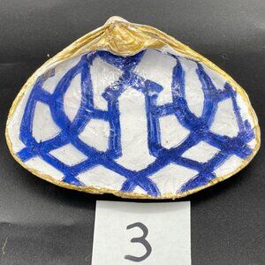 Decoupage Shell Decoupage Trinket Dish BLUE TRELLIS